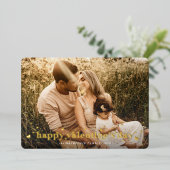 フォイルレトロハートハッピーバレンタインデーフォトカード 箔シーズンカード (立ち正面)