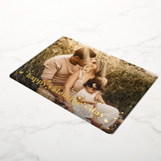 フォイルレトロハートハッピーバレンタインデーフォトカード 箔シーズンカード (回転した状態)