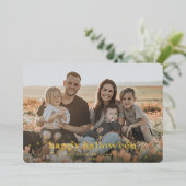 フォイルレトロフォント+スターハッピーハローウィンフォトカード 箔招待状 (立ち正面)