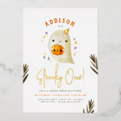 フォイル不気味ワンハロウィン男女兼用誕生日 箔招待状 (正面)