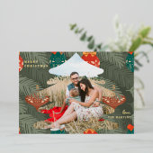 フォイル付きクリスマスフォトツリー文字 箔シーズンカード (立ち正面)