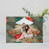 フォイル付きクリスマスフォトツリー文字 箔シーズンカード (立ち正面)