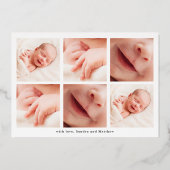 フォイル付き写真誕生発表カード 箔招待状