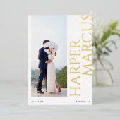 フォイル側の名モダン前Photo日付カードを保存 箔招待状 (立ち正面)