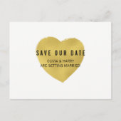 フォイル効果金ゴールドハート | 日付ポストカードの保存 案内ポストカード (正面)