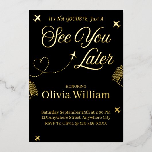 フォイル参照してあなた後さらさよなら招待状カード 箔招待状 (正面)