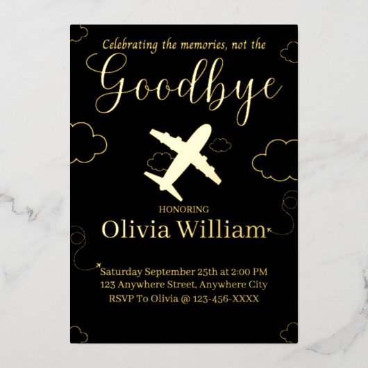 フォイル参照してあなた後さらさよなら招待状カード 箔招待状 (正面)