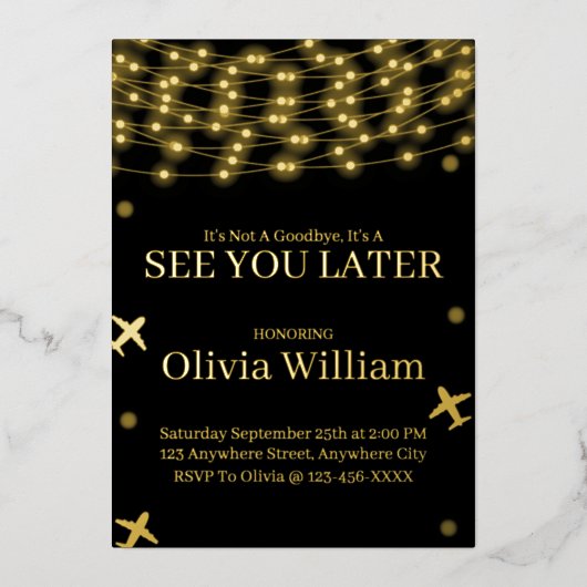 フォイル参照してあなた後さらさよなら招待状カード 箔招待状 (正面)