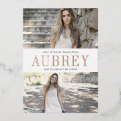 フォイル名 |写真卒業のお知らせ 箔招待状 (正面)