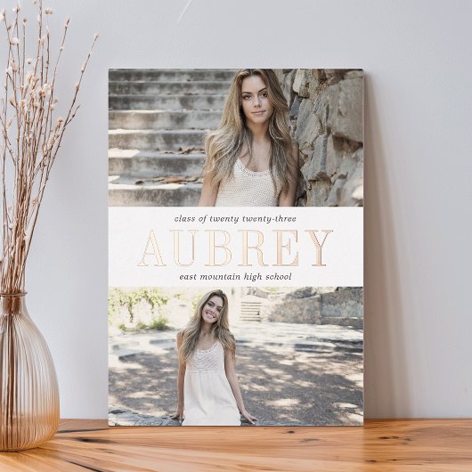 フォイル名 |写真卒業のお知らせ 箔招待状