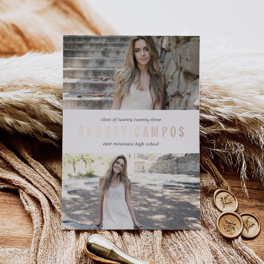 フォイル名 |写真卒業のお知らせ 箔招待状