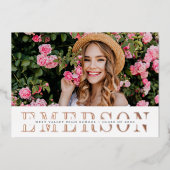 フォイル名 |写真卒業のお知らせ 箔招待状 (正面)