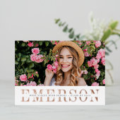 フォイル名 |写真卒業のお知らせ 箔招待状 (立ち正面)