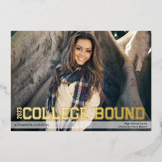 フォイル大学進学高校卒業発表 箔招待状 (正面)