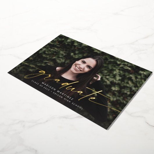 フォイル大学院スクリプト卒業発表 箔招待状 (回転した状態)