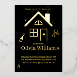 フォイル引っ越し祝いパーティーパーティの招待状カード 箔招待状