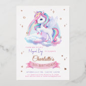 フォイル招待状ユニコーン誕生日。 箔招待状 (正面)