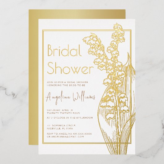 フォイル招待状花嫁シャワー。 箔招待状 (正面/裏面)