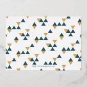 フォイル新年の幾何学的なフォトカード – ティール（緑がかった色）ブルー 箔招待状 (裏面)