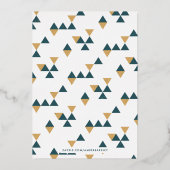 フォイル新年ジオメトリホリデーカード – ティール（緑がかった色）ブルー 箔招待状 (裏面)