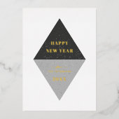 フォイル新年ジオメトリホリデーカード – ブラック 箔招待状 (正面)