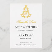 フォイル日付をASモノグラムまたはSAモノグラムとして保存 箔招待状 (正面)