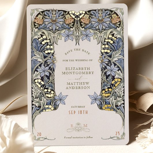 フォイル日付カードエレガンスビクトリアンを保存結婚する 箔招待状