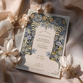 フォイル日付カードエレガンスビクトリアンを保存結婚する 箔招待状