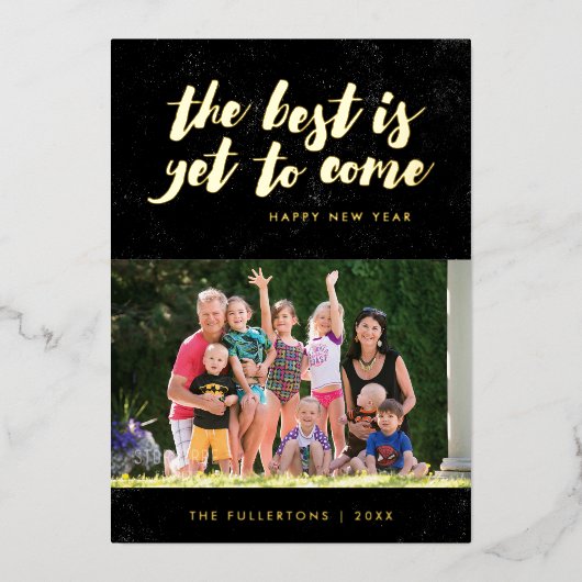 フォイル最高のザはまだカー来ドの新しい年間に – Black 箔招待状 (正面)