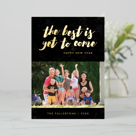 フォイル最高のザはまだカー来ドの新しい年間に – Black 箔招待状 (立ち正面)