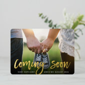 フォイル来の写真妊娠発表 箔招待状 (立ち正面)