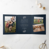 フォイル枝メリークリスマス5写真 三つ折りクリスマスカード (内部)