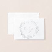 フォイル植物性リース結婚の写真サンキューカード 箔カード (封筒付き正面)