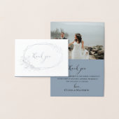 フォイル植物性リース結婚の写真サンキューカード 箔カード (ディスプレー)