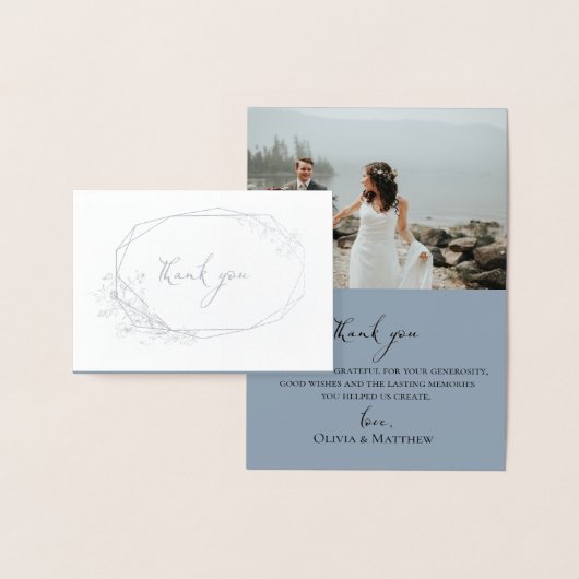 フォイル植物性リース結婚の写真サンキューカード 箔カード (ディスプレー)