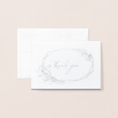 フォイル植物性リース結婚の写真サンキューカード 箔カード (封筒付き正面)