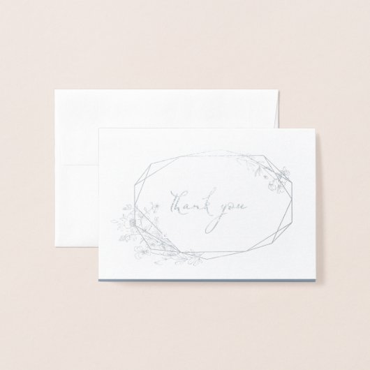 フォイル植物性リース結婚の写真サンキューカード 箔カード (封筒付き正面)