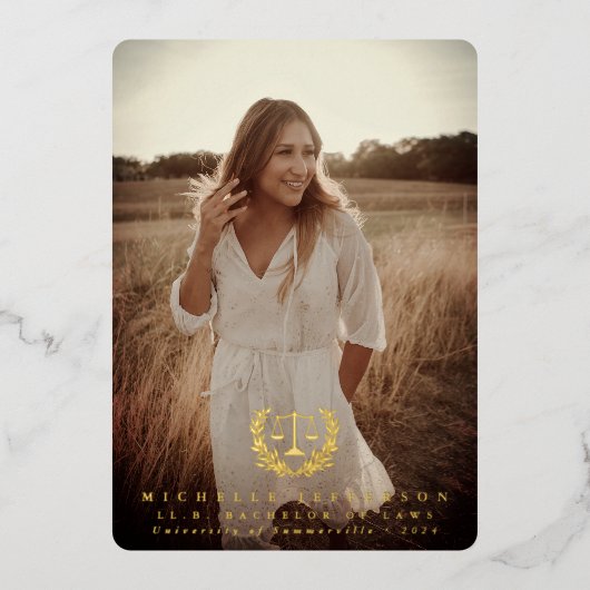 フォイル法律学校/法学卒業発表 箔招待状 (正面)