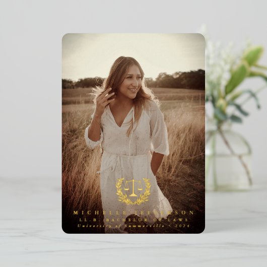 フォイル法律学校/法学卒業発表 箔招待状 (立ち正面)