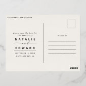 フォイル海軍ブルーのエレガントな結婚式の日付を保存 箔シーズンポストカード (裏面)