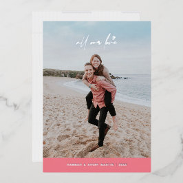 フォイル私たちの愛のバレンタインデーのカード – ピンク 箔招待状