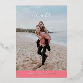 フォイル私たちの愛のバレンタインデーのカード – ピンク 箔招待状 (正面)