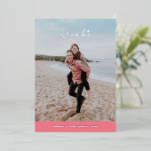 フォイル私たちの愛のバレンタインデーのカード – ピンク 箔招待状 (立ち正面)