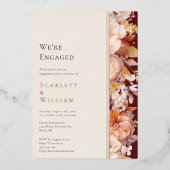 フォイル秋のフローラモダンブルゴーニュ婚約した 箔招待状 (正面)