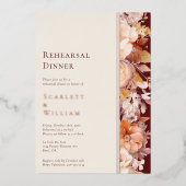 フォイル秋ブルゴーニュモダンのリハ結婚ーサル 箔招待状 (正面)