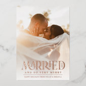 フォイル結婚したタイポグラフィエレガントクリスマスフォト 箔シーズンカード (正面)