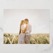 フォイル結婚ズブラックモダン招待状 箔シーズンポストカード (裏面)