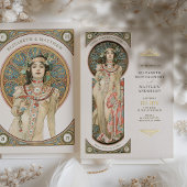 フォイル結婚式招待状カードアールヌーボーバイミュシャ 箔招待状