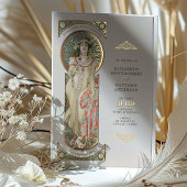 フォイル結婚式招待状カードアールヌーボーバイミュシャ 箔招待状