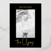 フォイル署名応援ブラックニューイヤー写真カード 箔シーズンカード (正面)